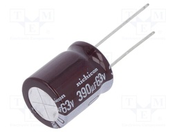Capacitor: electrolytic; low impedance; THT; 390uF; 63VDC; ±20%