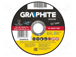 Cutting wheel; Ø: 115mm; Øhole: 22.2mm; Disc thick: 1mm