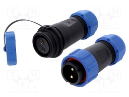 Connector: circular; male + female; PIN: 2; 3A; IP67; 500V