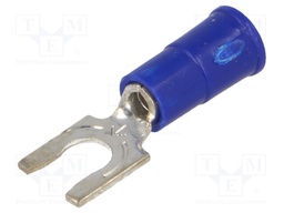Fork terminal; M4; Ø: 4.32mm; crimped; for cable; insulated; blue