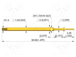 Test needle; Spring compression: 4mm; 5mm; 5A; CuBe; gold-plated