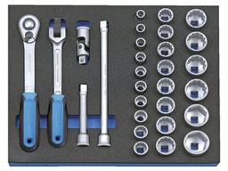 Wrench-set; rattle,socket spanner; 1/2"; 29pcs.