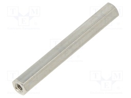Screwed spacer sleeve; Int.thread: M2,5; 40mm; hexagonal; brass