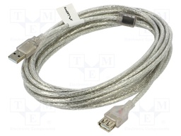 Cable; USB 2.0; USB A socket,USB A plug; gold-plated; 5m; Core: Cu