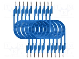 Test leads; 50VAC,120VDC; 10A; banana plug 4mm,both sides; blue