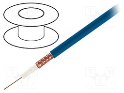 Wire: coaxial; RG59-flex; 1x75Ω; stranded; OFC; PVC; blue; 100m