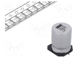 Capacitor: electrolytic; SMD; 100uF; 63VDC; 10x10x14mm; ±20%; 5000h