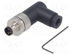 Connector: M8; male; PIN: 3; angled 90°; unshielded; for cable; plug