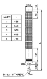 Signaller: signalling column; Colour: red/green; Usup: 24VDC; LED