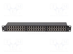 Patch panel; black; Number of ports: 48; Cat: 5e; RJ45 socket x48