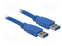 Cable; USB A plug,both sides; gold-plated; 1m; blue; Cu; 5Gbps