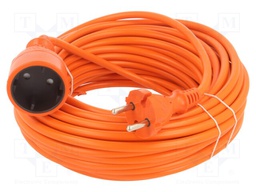 Extension lead; Sockets: 1; PVC; orange; 2x1,5mm2; 20m; 16A