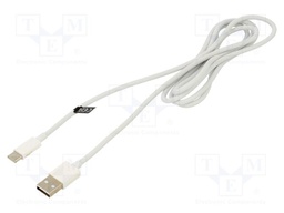 Cable; USB 2.0; USB A plug,USB C plug; 1.5m; white; 480Mbps; 60W