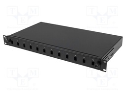 Fiber patch panel; black; Number of ports: 12; rack 19"