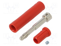 Connector: 4mm banana; plug; 32A; 30VAC; 60VDC; red; non-insulated