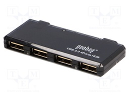 Hub USB; USB 1.1,USB 2.0; black; Number of ports: 4; 480Mbps; 0.4m