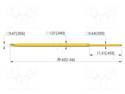 Test needle; Spring compression: 8mm; 10mm; 3A; steel; gold-plated