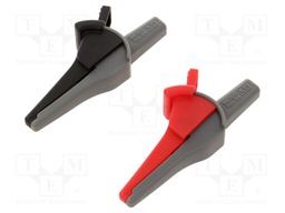Crocodile clip; 16A; red and black; Socket size: 4mm; L: 94mm