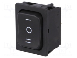 ROCKER; DP3T; Pos: 3; ON-OFF-ON; 6A/250VAC; black; IP40; none; 100mΩ