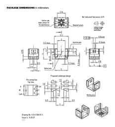 Transmissive Photo Interrupter, Phototransistor, SMD, 3 mm, 0.3 mm, 25 mA, 5 V