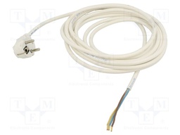 Cable; 3x1mm2; CEE 7/7 (E/F) plug angled,wires; PVC; 1.5m; white