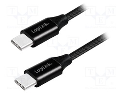 Cable; USB 2.0; both sides,USB C plug; 0.3m; black