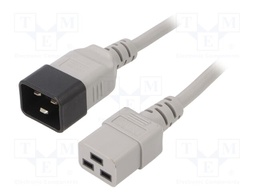 Cable; IEC C19 female,IEC C20 male; 5m; grey; PVC; 3G1,5mm2; 16A