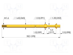 Test needle; Spring compression: 4mm; 5mm; 8A; CuBe; gold-plated