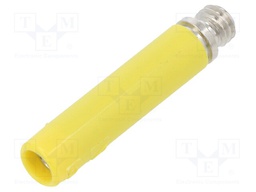 Socket; 4mm banana; 32A; yellow; nickel plated; screw; insulated