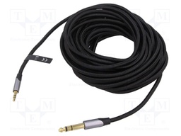 Cable; Jack 3.5mm 3pin plug,Jack 6,3mm 3pin plug; 10m; black