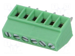 PCB terminal block; angled 90°; 2.54mm; ways: 6; on PCBs; 500um2