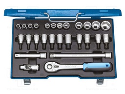 Wrench-set; 6-angles,rattle,socket spanner; 1/2"; 27pcs.