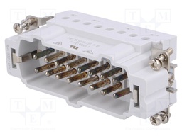 Connector: HDC; male; HE; PIN: 16; 16+PE; size 6; 16A; 400V; for cable
