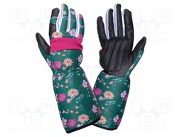 Protective gloves; Size: 7; green; natural leather; women's,long
