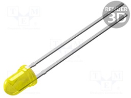 LED; yellow; 3mm; 20mcd; 40°; 2VDC