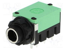 Socket; Jack 6,3mm; female; stereo,shielded; sealed,with hex nut