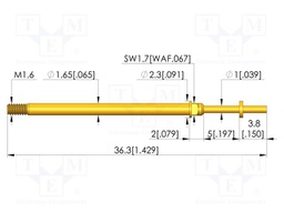 Test needle; Spring compression: 4mm; 5mm; 8A; CuBe; gold-plated
