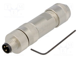 Connector: M8; male; PIN: 3; straight; shielded; for cable; plug