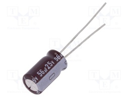 Capacitor: electrolytic; low impedance; THT; 56uF; 25VDC; ±20%