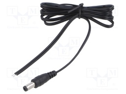 Cable; 2x0.5mm2; DC 5,5/2,1 plug; straight; black-gray,black; 1m