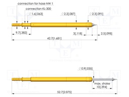 Test needle; Spring compression: 6mm; 10mm; 2A; steel; Ø: 1.5mm