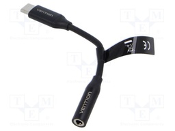 Cable; Jack 3.5mm socket,USB C plug; nickel plated; 0.1m; black