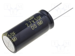 Capacitor: electrolytic; supercapacitor; Body dim: Ø18x40mm; 50F