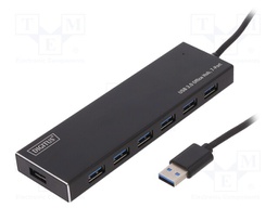 Hub USB; USB 3.0; black; Number of ports: 7; 5Gbps
