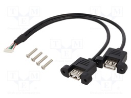 Cable; USB 2.0; USB A socket x2,8pin pin header; gold-plated