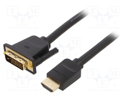 Cable; DVI-D (18+1) plug,HDMI plug; 5m; black; 30AWG; Core: Cu