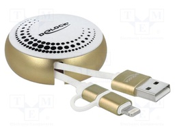Cable; USB 2.0,rolled; 0.92m; white; 24AWG,28AWG; 5V; 2.1A