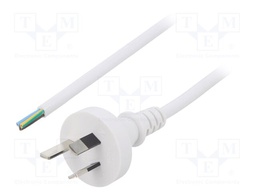 Cable; 3x0.75mm2; AS/NZS 3112 (I) plug,wires; PVC; 1.8m; white