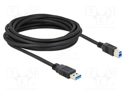 Cable; USB A plug,USB B plug; gold-plated; 5m; black; Cu; 5Gbps