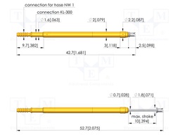 Test needle; Spring compression: 6mm; 10mm; 1A; steel; Ø: 1.3mm